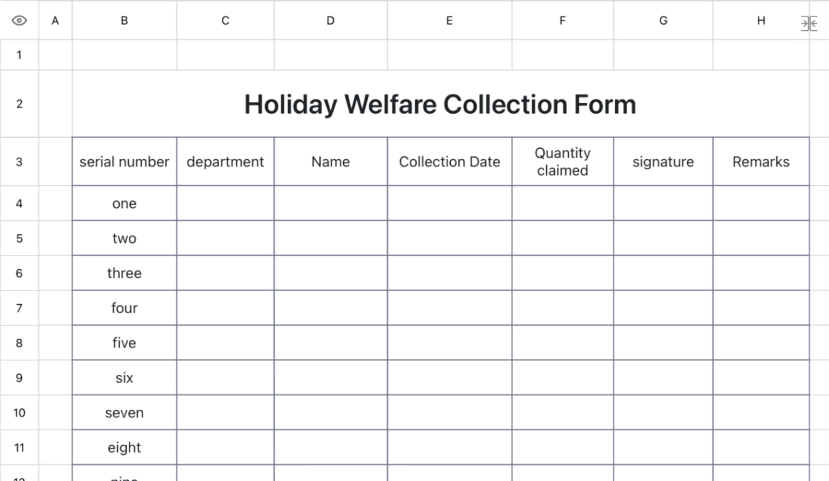 Holiday Welfare Collection Form